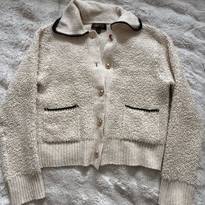 TRUTH Cream Teddy Bouclé Jacket with Black Trim